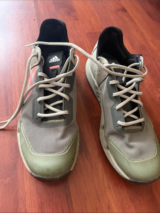 adidas Shoes - adidas 5.10 women’s bike shoes Olive/Gray Low-Top Sneakers with Coral Accent